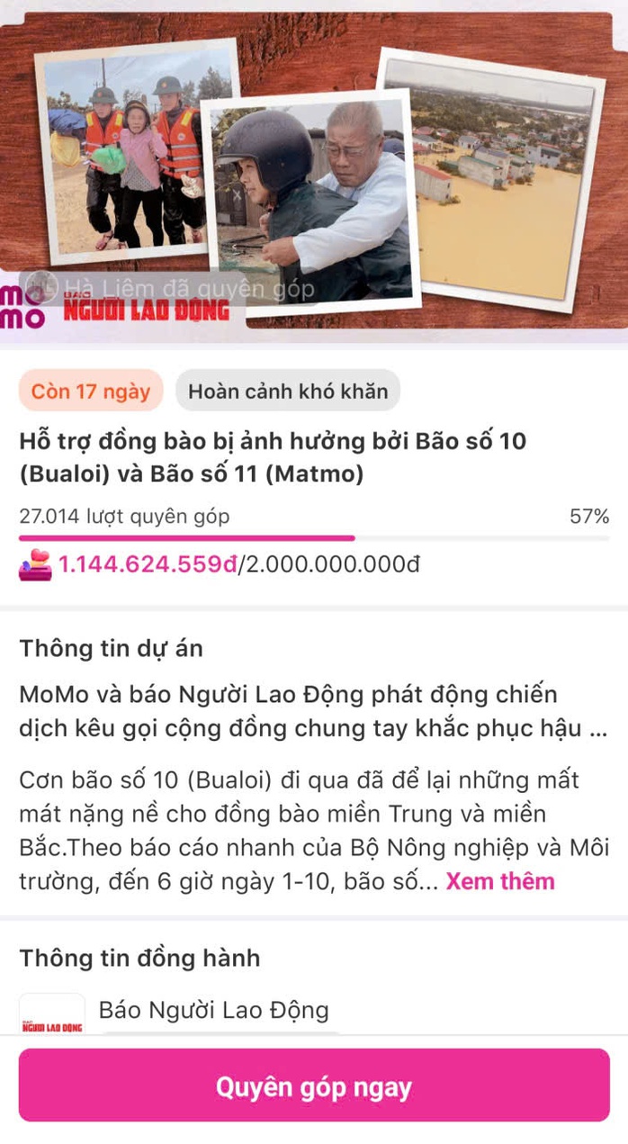 Gần 2 , 4 tỉ đồng quyên góp hỗ trợ đồng bào vùng lũ từ Báo Người Lao Động - Ảnh 4. Gần 2 , 4 tỉ đồng quyên góp hỗ trợ đồng bào vùng lũ từ Báo Người Lao Động - Ảnh 4.