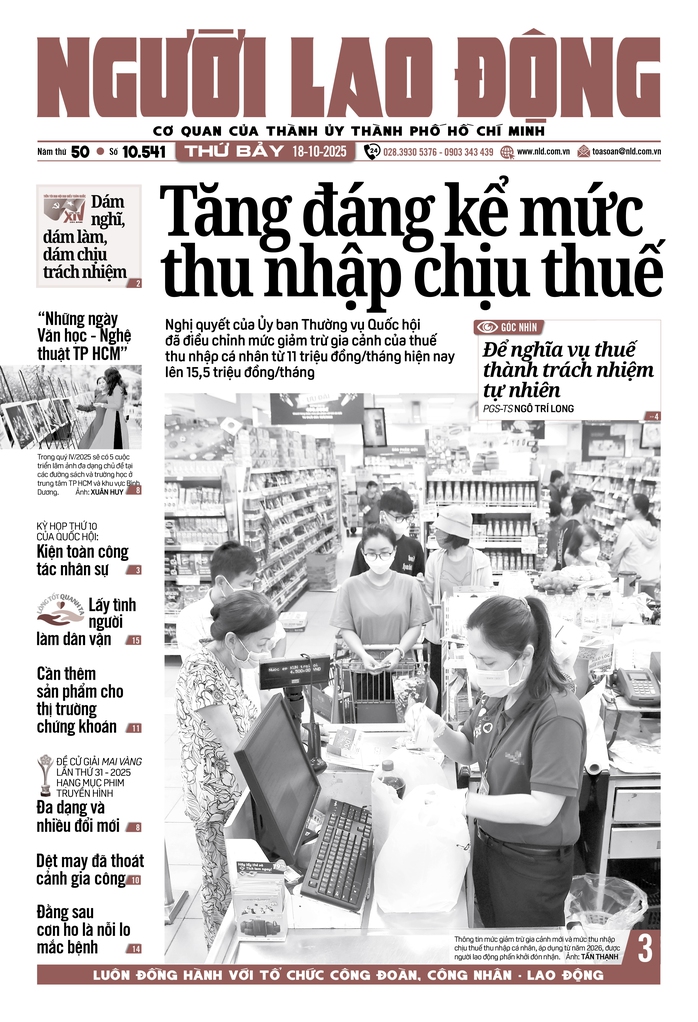 Báo in ngày 18-10: Tăng đáng kể mức thu nhập chịu thuế - Ảnh 1.