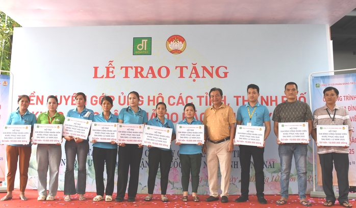 Hình ảnh ấm áp của công nhân hướng về người dân bị ảnh hưởng bão - Ảnh 2.