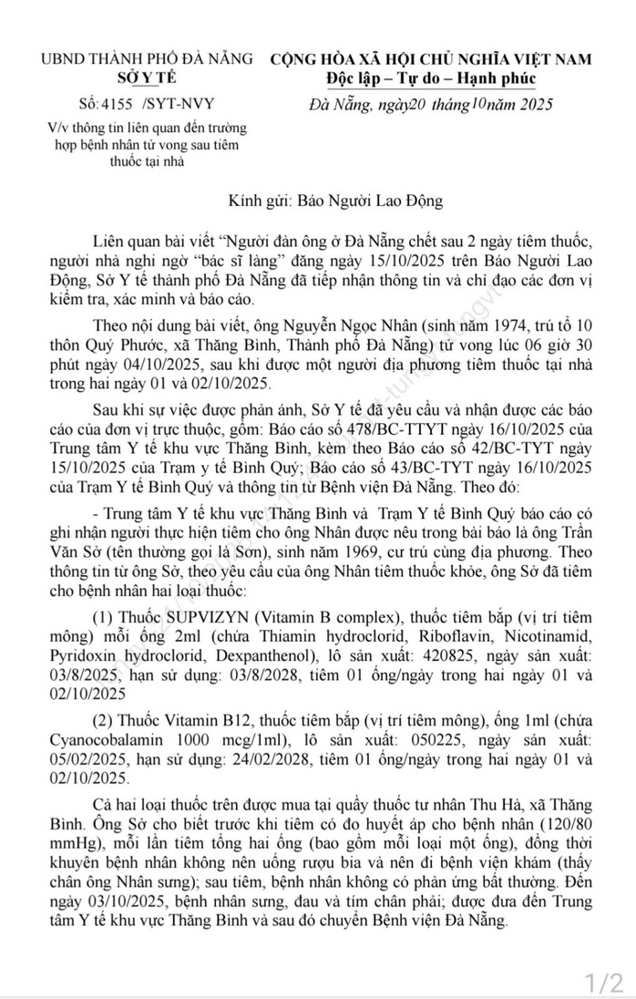Cái chết của Người đàn ông ở Đà Nẵng chưa xác định nguyên nhân do tiêm thuốc - Ảnh 4. Cái chết của Người đàn ông ở Đà Nẵng chưa xác định nguyên nhân do tiêm thuốc - Ảnh 4.