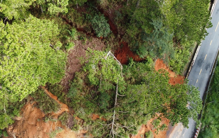 Cận cảnh vết nứt nguy hiểm trên đèo D'ran của Lâm Đồng - Ảnh 4.