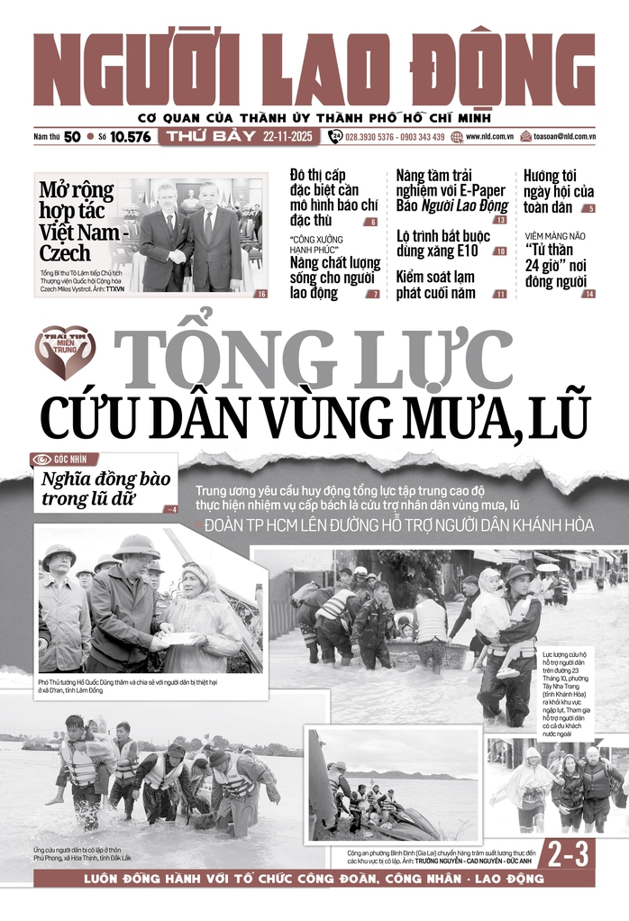 Báo in ngày 22-11: Tổng lực cứu dân vùng mưa, lũ - Ảnh 1.