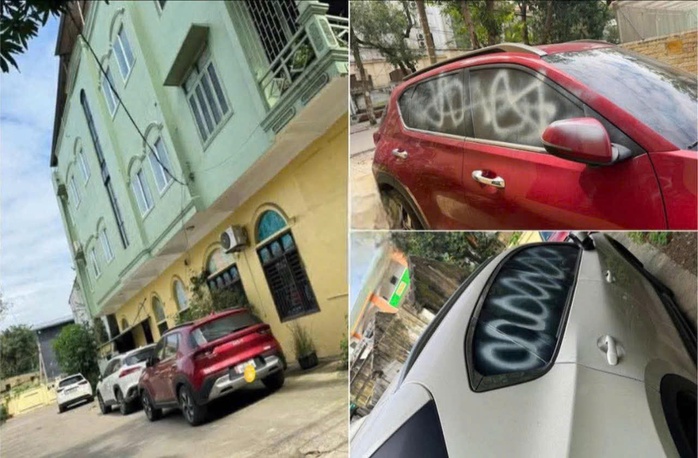 Xôn xao hình ảnh nhiều xe ô tô bị xịt sơn khi đậu bên đường - Ảnh 1.