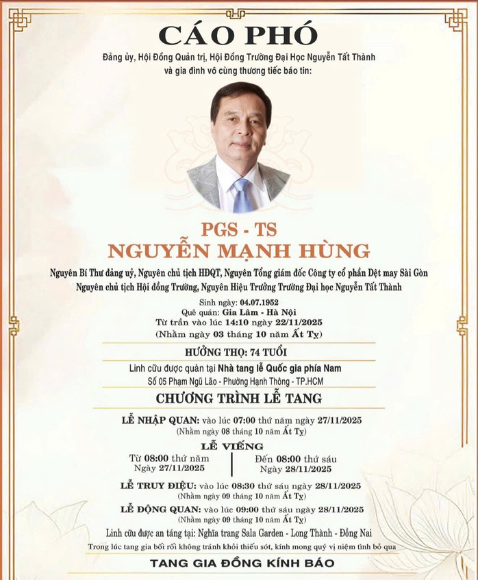 PGS- TS Nguyễn Mạnh Hùng qua đời - Ảnh 1.