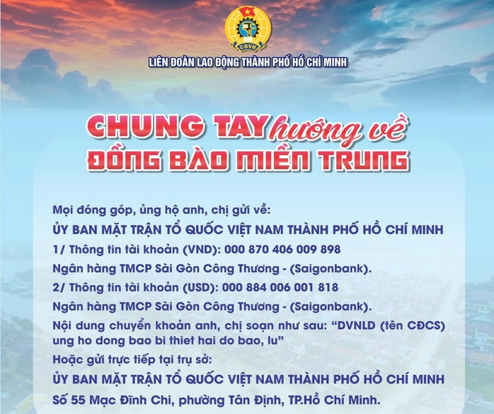 Đoàn viên, người lao động TP HCM hướng trái tim về đồng bào miền Trung - Ảnh 2.