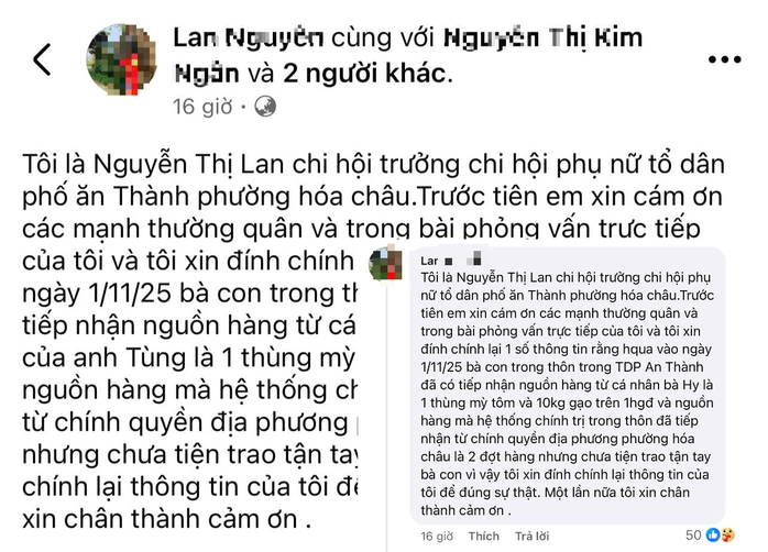 Nữ cán bộ khu phố đính chính thông tin xin hàng cứu trợ lũ lụt ở Huế - Ảnh 2. Nữ cán bộ khu phố đính chính thông tin xin hàng cứu trợ lũ lụt ở Huế - Ảnh 2.