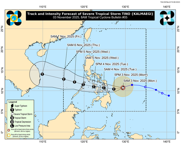 Bão Kalmaegi có thể mạnh đến cấp 14 khi đổ bộ Philippines, sau đó hướng vào Việt nam - Ảnh 1.