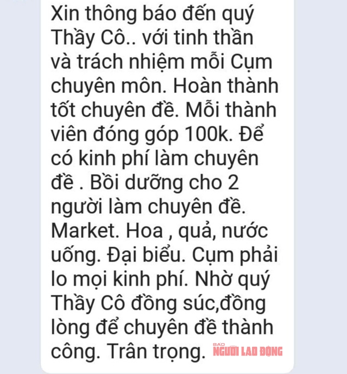 Giáo viên bức xúc vì bị yêu cầu nộp 100.000 đồng "bồi dưỡng" khi đi tập huấn - Ảnh 2.