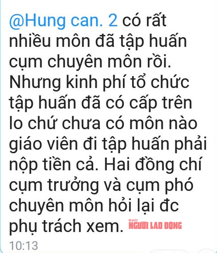 Giáo viên bức xúc vì bị yêu cầu nộp 100.000 đồng "bồi dưỡng" khi đi tập huấn - Ảnh 3.