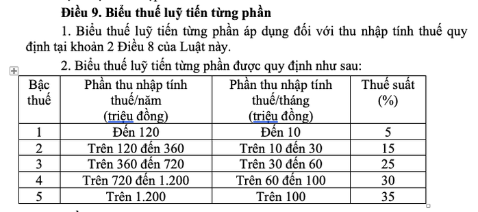 Dự thảo luật thuế thu nhập cá nhân: Điều chỉnh biểu thuế và giảm trừ gia cảnh - Ảnh 2. Dự thảo luật thuế thu nhập cá nhân: Điều chỉnh biểu thuế và giảm trừ gia cảnh - Ảnh 2.