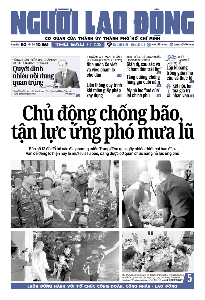 B&aacute;o in Người Lao Động 7-11: Chủ động chống b&atilde;o, tận lực ứng ph&oacute; mưa lũ - Ảnh 1.