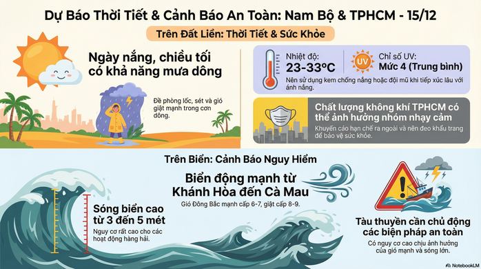Dự báo thời tiết hôm nay, 15-12: Nam Bộ ngày nắng, có nơi mưa về chiều tối - Ảnh 2.