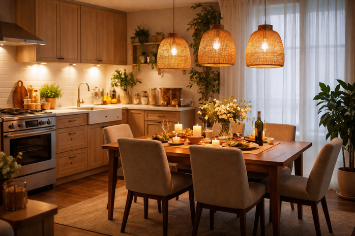 Thắp s&aacute;ng g&oacute;c bếp v&agrave; b&agrave;n ăn - Ảnh 1.