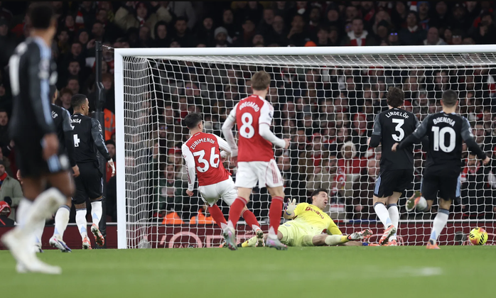 Arsenal dội "mưa b&agrave;n thắng" trước Aston Villa, v&ocirc; địch lượt đi Ngoại hạng - Ảnh 4.