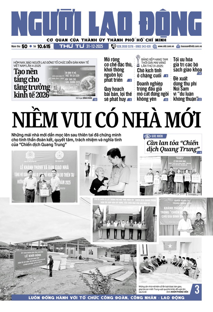 B&aacute;o in ng&agrave;y 31-12: Niềm vui c&oacute; nh&agrave; mới - Ảnh 1.