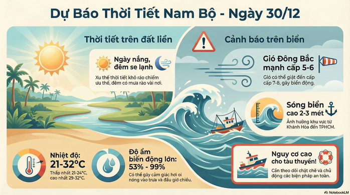 Dự b&aacute;o thời tiết h&ocirc;m nay, 30-12: TPHCM v&agrave; Nam Bộ ng&agrave;y nắng, đ&ecirc;m mưa nhẹ - Ảnh 2.