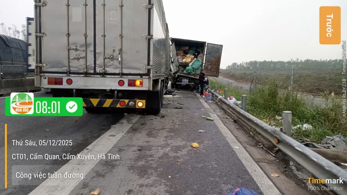 Tai nạn liên hoàn trên cao tốc Bắc-Nam đoạn qua Hà Tĩnh - Ảnh 1.