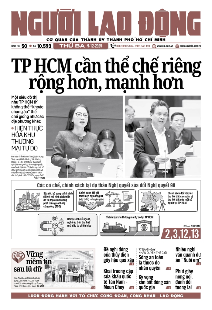 Báo in ngày 9-12: TP HCM cần thể chế riêng rộng hơn, mạnh hơn  - Ảnh 1.