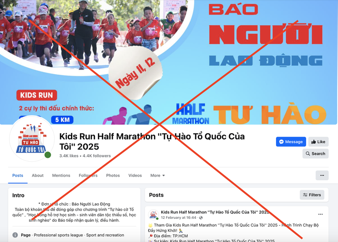 Cảnh báo fanpage giả mạo Giải Half Marathon "Tự hào Tổ quốc tôi"- Ảnh 3. Cảnh báo fanpage giả mạo Giải Half Marathon "Tự hào Tổ quốc tôi"- Ảnh 3.