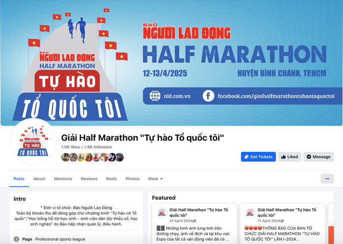 Cảnh báo fanpage giả mạo Giải Half Marathon "Tự hào Tổ quốc tôi"- Ảnh 1. Cảnh báo fanpage giả mạo Giải Half Marathon "Tự hào Tổ quốc tôi"- Ảnh 1.