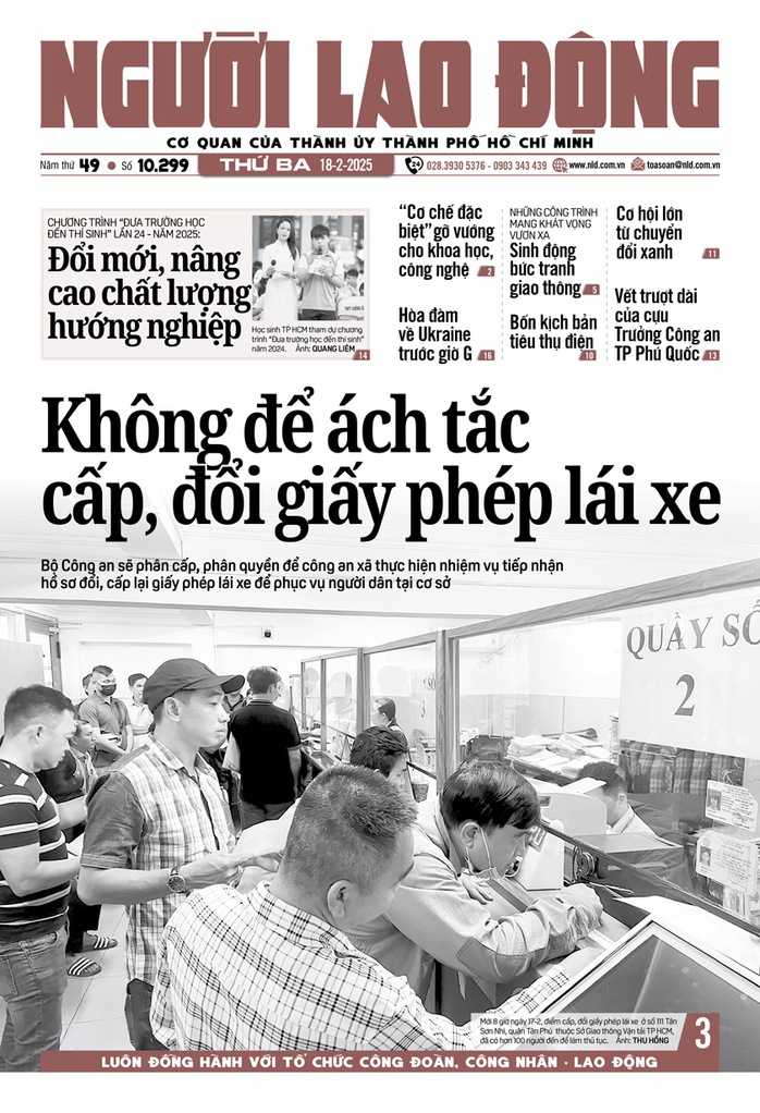 Bìa in Báo Người Lao Động ra ngày 18-2-2025 Bìa in Báo Người Lao Động ra ngày 18-2-2025