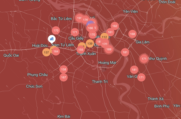 Chất lượng không khí của Hà Nội ở mức không lành mạnh- Ảnh 1. Chất lượng không khí của Hà Nội ở mức không lành mạnh- Ảnh 1.