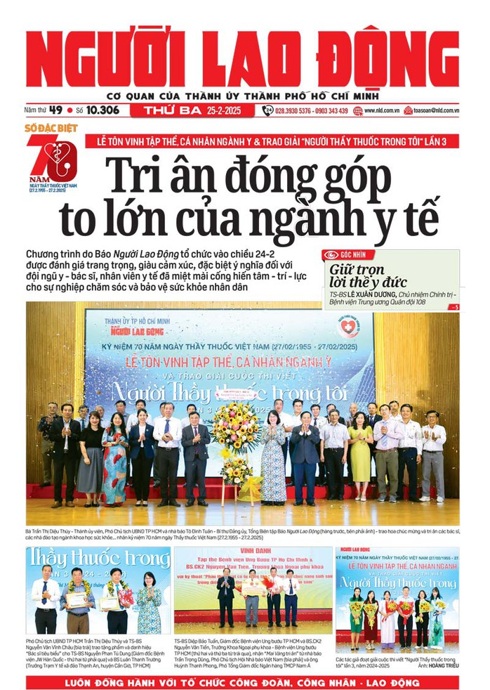 Báo in ngày 25-2: Giữ trọn lời thề y đức- Ảnh 1. Báo in ngày 25-2: Giữ trọn lời thề y đức- Ảnh 1.