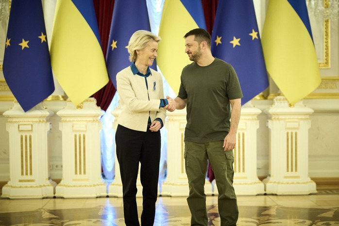 Chủ tịch Uỷ ban châu Âu Ursula von der Leyen và Tổng thống Ukraine Volodymyr Zelensky. Ảnh: Volodymyr Zelensky Chủ tịch Uỷ ban châu Âu Ursula von der Leyen và Tổng thống Ukraine Volodymyr Zelensky. Ảnh: Volodymyr Zelensky