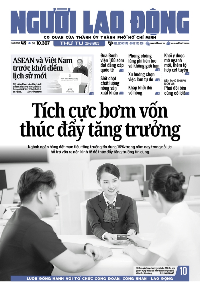 Báo in ngày 26-2: Tích cực bơm vốn thúc đẩy tăng trưởng- Ảnh 1. Báo in ngày 26-2: Tích cực bơm vốn thúc đẩy tăng trưởng- Ảnh 1.