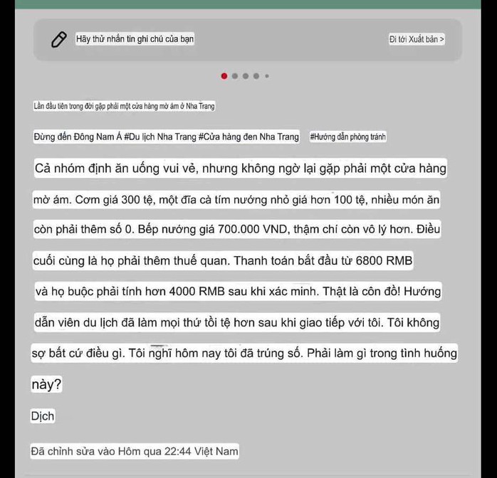 Bất ngờ diễn biến vụ quán ăn bị tố "chặt chém" khách Trung Quốc ở Nha Trang- Ảnh 4. Bất ngờ diễn biến vụ quán ăn bị tố "chặt chém" khách Trung Quốc ở Nha Trang- Ảnh 4.