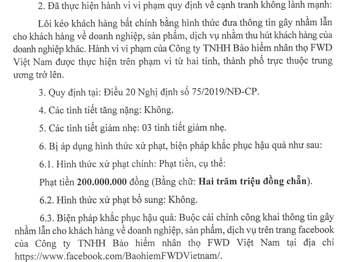 Một công ty bảo hiểm nhân thọ bị phạt 200 triệu đồng- Ảnh 1. Một công ty bảo hiểm nhân thọ bị phạt 200 triệu đồng- Ảnh 1.