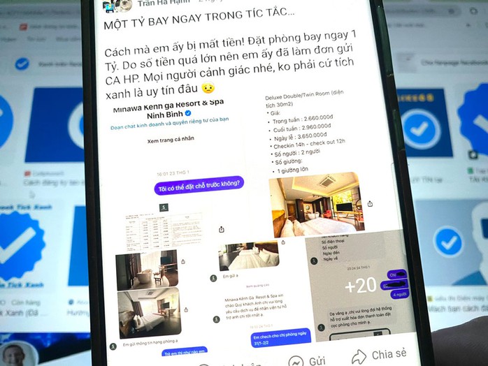 Một người dân bị lừa hơn 1 tỉ đồng khi đặt phòng qua fanpage có tích xanh Một người dân bị lừa hơn 1 tỉ đồng khi đặt phòng qua fanpage có tích xanh
