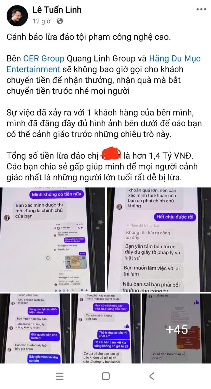 Tin lời người mạo danh “Hằng Du Mục” trên Facebook, một phụ nữ bị lừa hơn 1,4 tỉ đồng- Ảnh 3. Tin lời người mạo danh “Hằng Du Mục” trên Facebook, một phụ nữ bị lừa hơn 1,4 tỉ đồng- Ảnh 3.