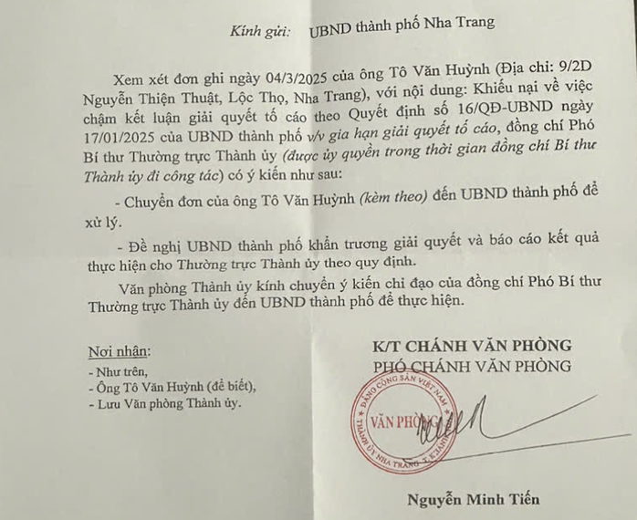 UBND TP Nha Trang bị nhắc nhở vì chậm xử lý vụ tự ý bán tài sản của dân khi cưỡng chế- Ảnh 1. UBND TP Nha Trang bị nhắc nhở vì chậm xử lý vụ tự ý bán tài sản của dân khi cưỡng chế- Ảnh 1.
