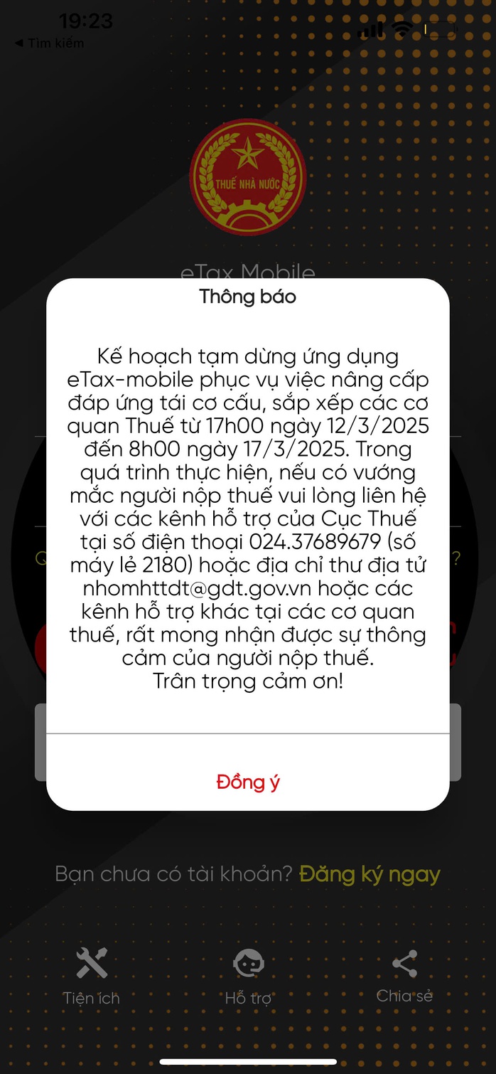 Tạm dừng một số hệ thống thuế điện tử trong 5 ngày- Ảnh 1. Tạm dừng một số hệ thống thuế điện tử trong 5 ngày- Ảnh 1.