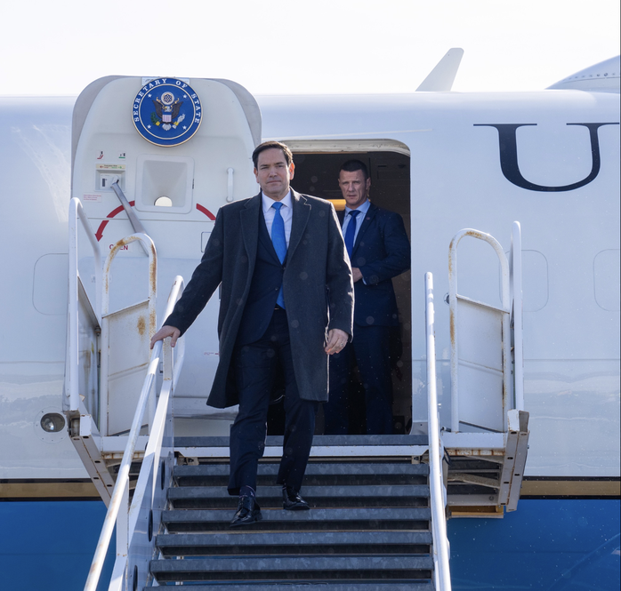 Ngoại trưởng Mỹ Marco Rubio đến bang Quebec - Canada dự hội nghị G7 ngày 13-3. Ảnh: X (Twitter) Ngoại trưởng Mỹ Marco Rubio đến bang Quebec - Canada dự hội nghị G7 ngày 13-3. Ảnh: X (Twitter)