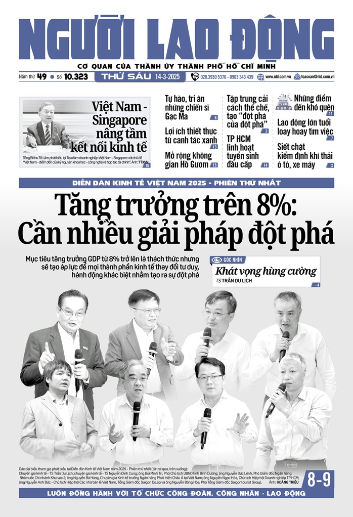 Bìa in Báo Người Lao Động ra ngày 14-3-2025 Bìa in Báo Người Lao Động ra ngày 14-3-2025