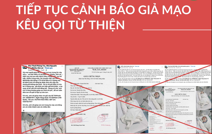 Một bệnh viện ở TP HCM tiếp tục phát đi cảnh báo về việc giả mạo kêu gọi từ thiện- Ảnh 1. Một bệnh viện ở TP HCM tiếp tục phát đi cảnh báo về việc giả mạo kêu gọi từ thiện- Ảnh 1.