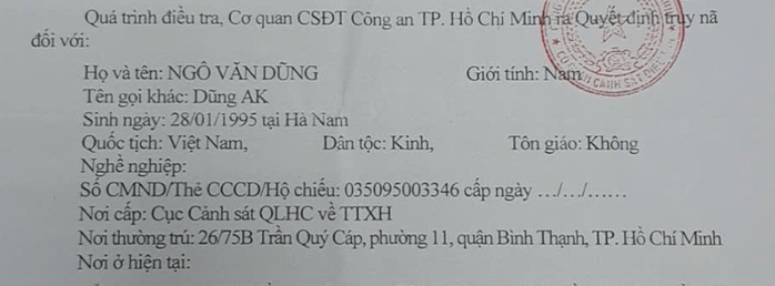 Công an TP HCM truy nã Dũng AK trong vụ gây rối tại White Palace- Ảnh 1. Công an TP HCM truy nã Dũng AK trong vụ gây rối tại White Palace- Ảnh 1.