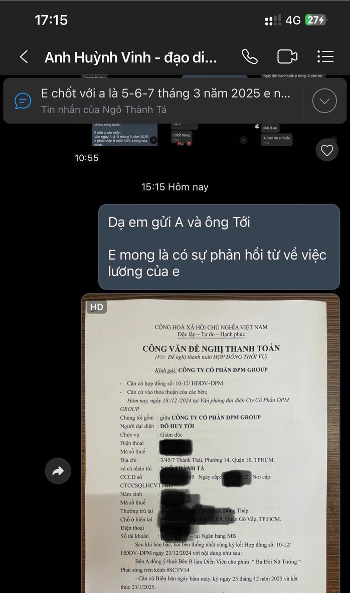 Diễn viên Ngô Thành Tá tố chưa được trả thù lao- Ảnh 3. Diễn viên Ngô Thành Tá tố chưa được trả thù lao- Ảnh 3.