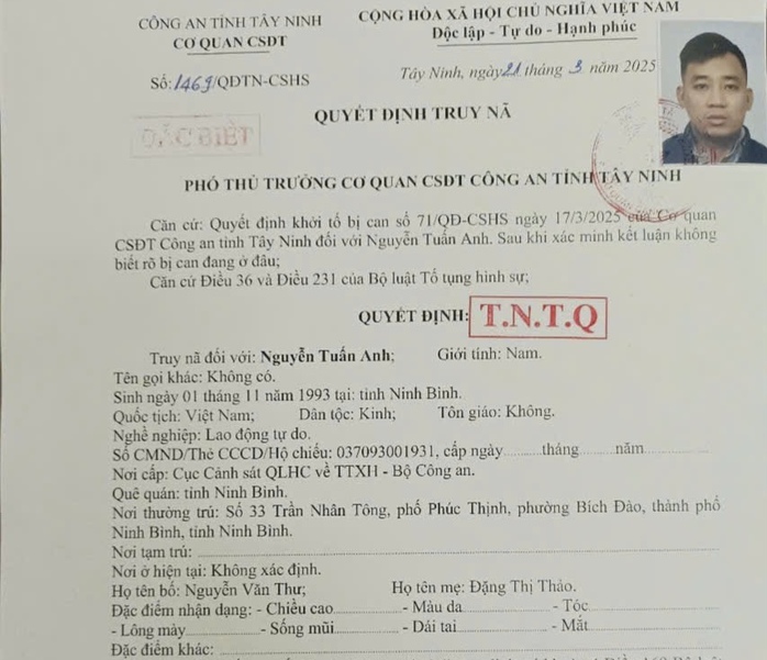 Công an tỉnh Tây Ninh truy nã 3 đối tượng đặc biệt nguy hiểm- Ảnh 1. Công an tỉnh Tây Ninh truy nã 3 đối tượng đặc biệt nguy hiểm- Ảnh 1.