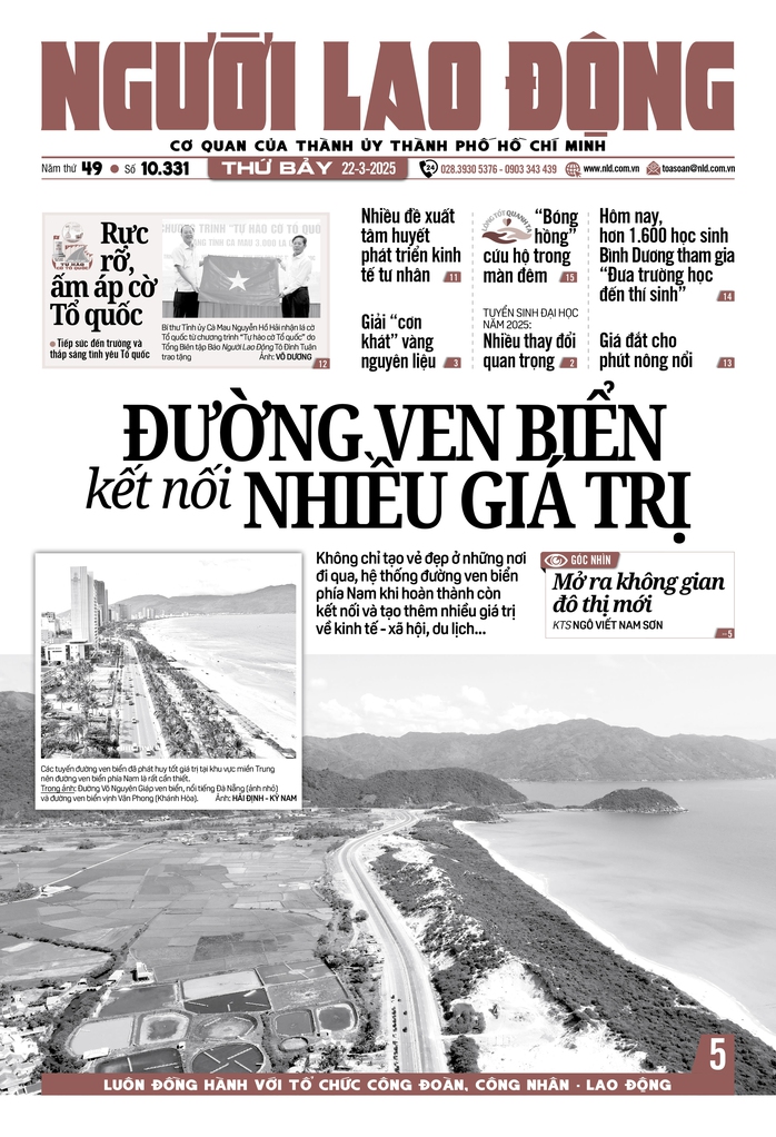 Báo in ngày 22-3: Đường ven biển kết nối nhiều giá trị- Ảnh 1. Báo in ngày 22-3: Đường ven biển kết nối nhiều giá trị- Ảnh 1.
