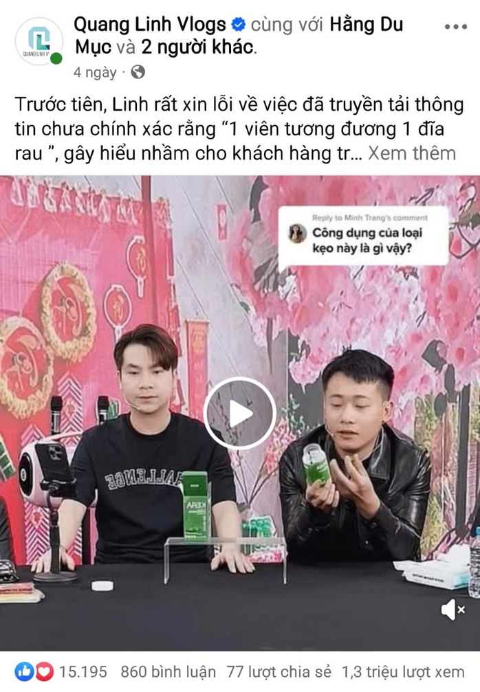 Công ty của Hằng Du Mục, Quang Linh Vlogs bị phạt 125 triệu đồng vụ kẹo Kera- Ảnh 2. Công ty của Hằng Du Mục, Quang Linh Vlogs bị phạt 125 triệu đồng vụ kẹo Kera- Ảnh 2.