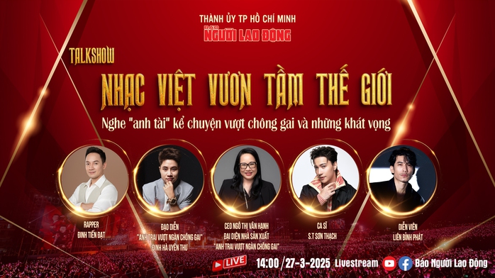Talkshow "Nhạc Việt vươn tầm thế giới": Đến nghe "anh tài" kể chuyện- Ảnh 1. Talkshow “Nhạc Việt vươn tầm thế giới” do Báo Người Lao Động thực hiện. Ảnh: B.T.C