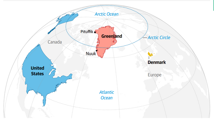 Vị trí Greenland. Đồ họa: Guardian Vị trí Greenland. Đồ họa: Guardian