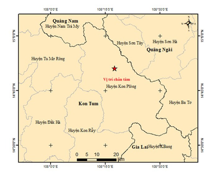 Sáng nay, 4 trận động đất liên tiếp xảy ra tại Kon Tum- Ảnh 1. Sáng nay, 4 trận động đất liên tiếp xảy ra tại Kon Tum- Ảnh 1.