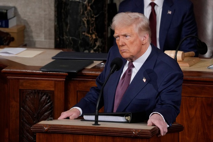 Tổng thống Donald Trump phát biểu trước quốc hội Mỹ ngày 4-3. Ảnh: USA Today Tổng thống Donald Trump phát biểu trước quốc hội Mỹ ngày 4-3. Ảnh: USA Today