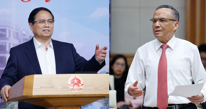 Thủ tướng Phạm Minh Chính phát biểu chỉ đạo và ông Lê Hoàng Châu, Chủ tịch Hiệp hội Bất động sản TP HCM (HoREA), nêu kiến nghị Ảnh: NHẬT BẮC Thủ tướng Phạm Minh Chính phát biểu chỉ đạo và ông Lê Hoàng Châu, Chủ tịch Hiệp hội Bất động sản TP HCM (HoREA), nêu kiến nghị Ảnh: NHẬT BẮC