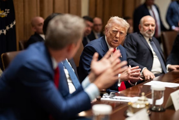 Tổng thống Donald Trump họp với hầu hết các bộ trưởng Mỹ tại Nhà Trắng hôm 6-3. Ảnh: Nhà Trắng Tổng thống Donald Trump họp với hầu hết các bộ trưởng Mỹ tại Nhà Trắng hôm 6-3. Ảnh: Nhà Trắng