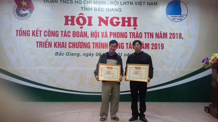 L&ecirc; Viết Thuận được nhận bằng khen của Tỉnh Đo&agrave;n Bắc Giang